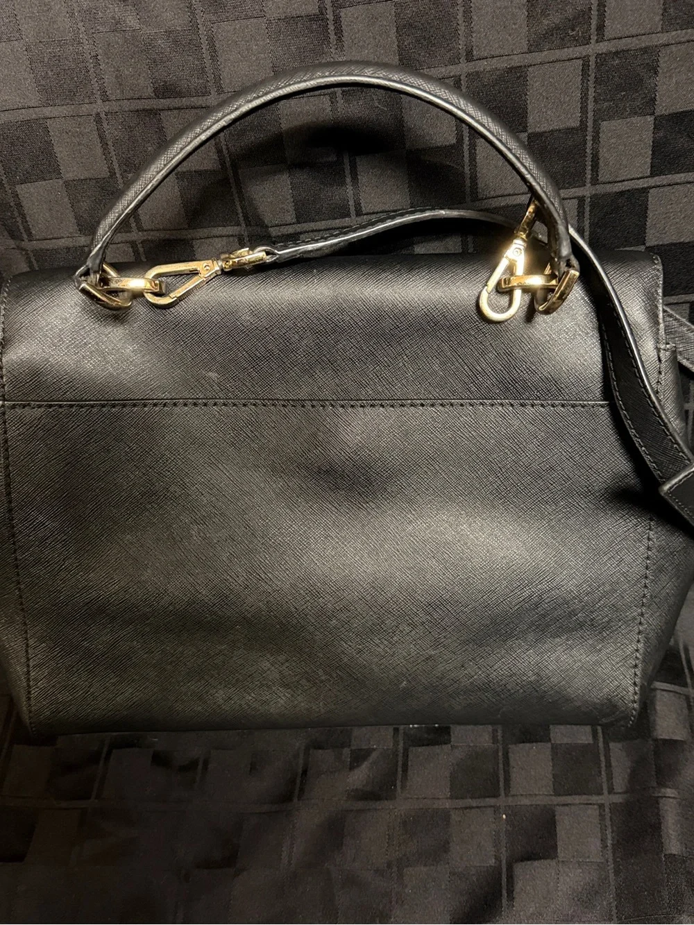 Michael Kors Black Saffiano Satchel with Gold Hardware